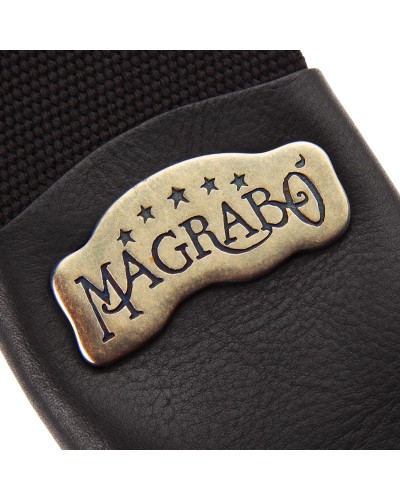 magrabò guitar straps | stripe sc cotton black 8 cm terminals core black, recta brass buckle