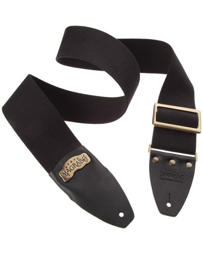 Guitar Strap Black Cotton And Genuine Leather 8 Cm Core Stripe SC Cotton 