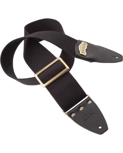 Guitar Strap Black Cotton And Genuine Leather 8 Cm Core Stripe SC Cotton 