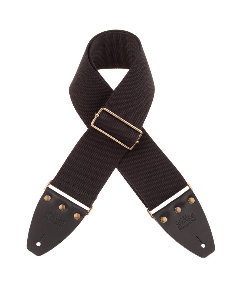 Guitar Strap Black Cotton And Genuine Leather 8 Cm Core Stripe SC Entry 