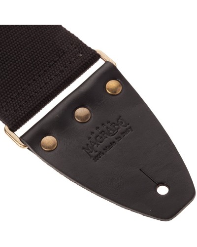 Guitar Strap Black Cotton And Genuine Leather 8 Cm Core Stripe SC Entry 