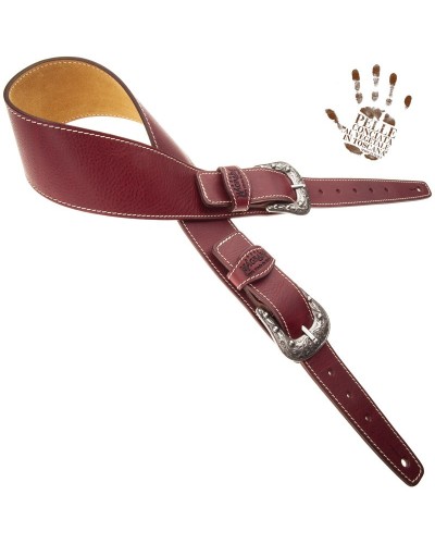 Tracolla per Chitarra e Basso Bordeaux Vera Pelle Conciata Al Vegetale 7 Cm Sun Twin Buckle TS Core 