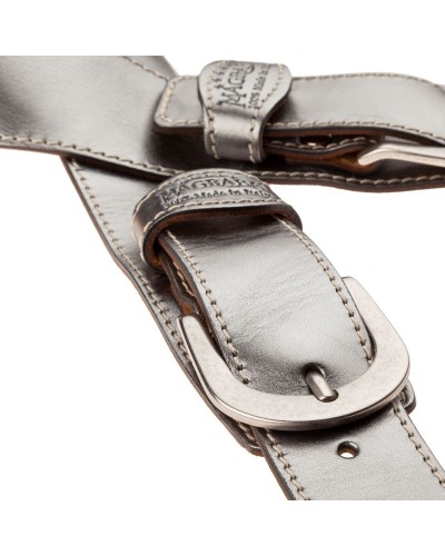 magrabò guitar straps | twin buckle ts metallic steel 7 cm round silver buckle