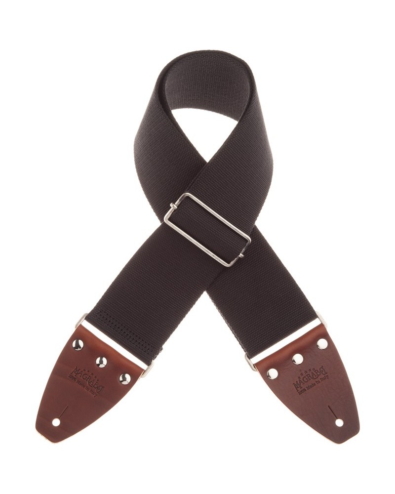 magrabò guitar straps | stripe sc entry black 8 cm terminals brown silver buckle