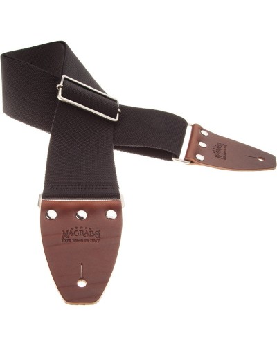 magrabò guitar straps | stripe sc entry black 8 cm terminals brown silver buckle