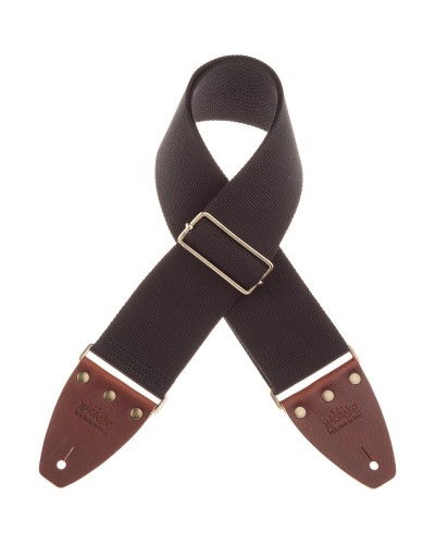 magrabò guitar straps | stripe sc entry black 8 cm terminals brown, brass buckle