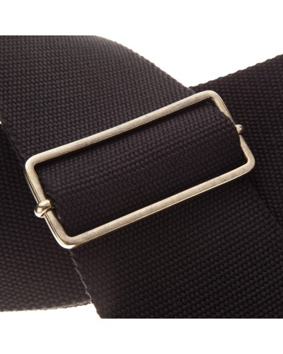 Guitar Strap Black Cotton And Genuine Leather 8 Cm Core Stripe SC Entry 