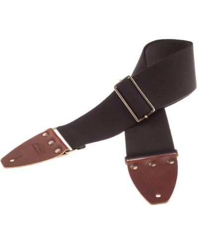 magrabò guitar straps | stripe sc entry black 8 cm terminals brown, brass buckle