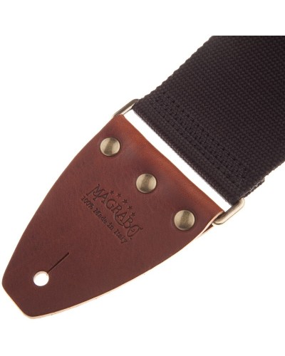 Guitar Strap Black Cotton And Genuine Leather 8 Cm Core Stripe SC Entry 