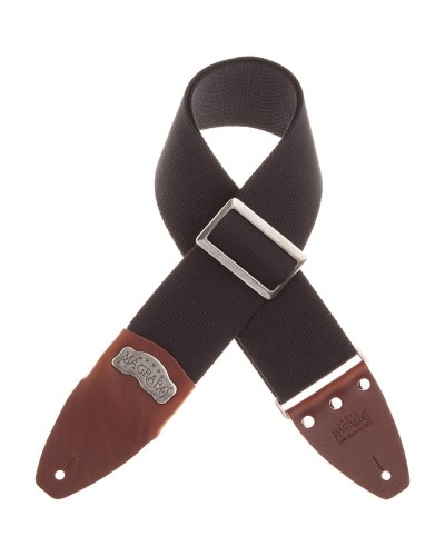 Guitar Strap Black Cotton And Genuine Leather 8 Cm Core Stripe SC Cotton 