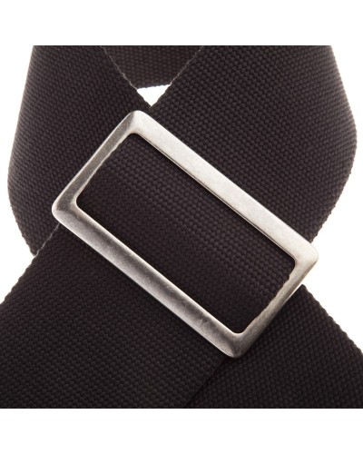 magrabò guitar straps | stripe sc cotton black 8 cm terminals core brown, recta silver buckle