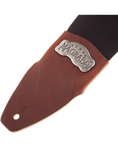 magrabò guitar straps | stripe sc cotton black 8 cm terminals core brown, recta silver buckle