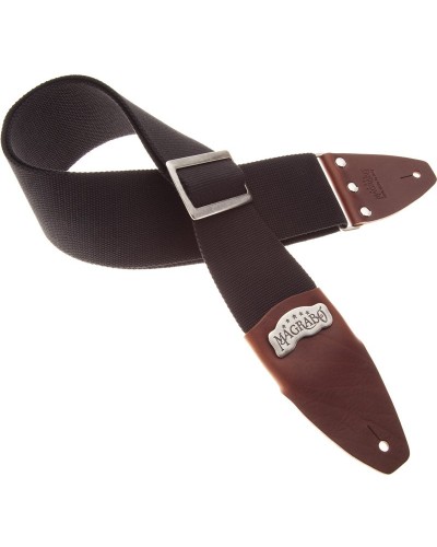 magrabò guitar straps | stripe sc cotton black 8 cm terminals core brown, recta silver buckle