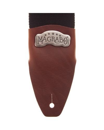 magrabò guitar straps | stripe sc cotton black 8 cm terminals core brown, recta silver buckle