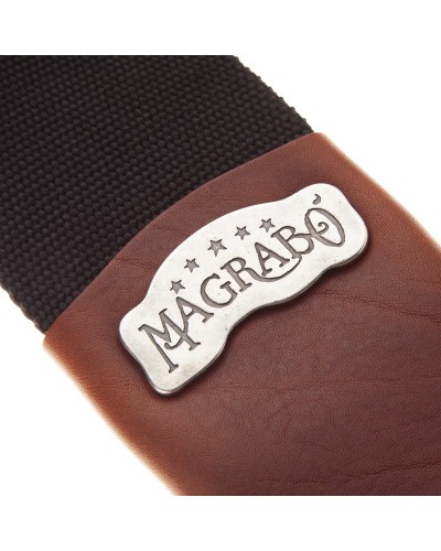 magrabò guitar straps | stripe sc cotton black 8 cm terminals core brown, recta silver buckle