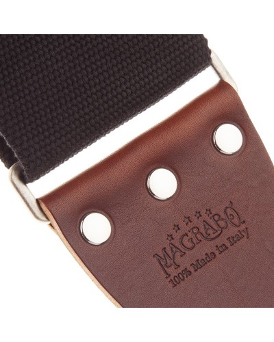 Guitar Strap Black Cotton And Genuine Leather 8 Cm Core Stripe SC Cotton 