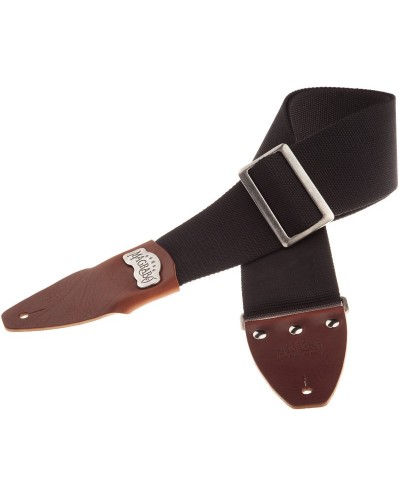 magrabò guitar straps | stripe sc cotton black 8 cm terminals core brown, recta silver buckle