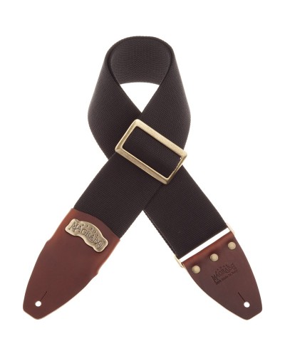 Guitar Strap Black Cotton And Genuine Leather 8 Cm Core Stripe SC Cotton 