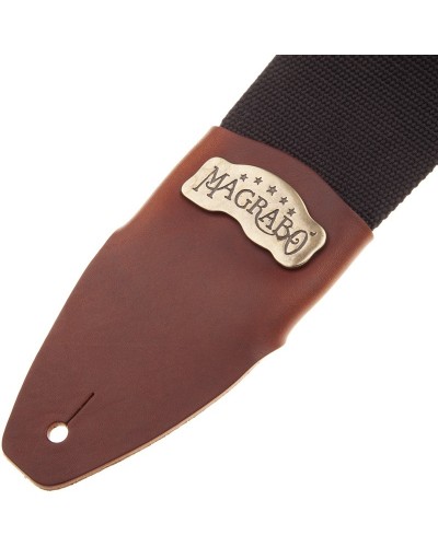 Guitar Strap Black Cotton And Genuine Leather 8 Cm Core Stripe SC Cotton 