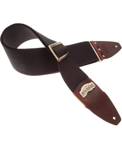 magrabò guitar straps | stripe sc cotton black 8 cm terminals core brown, recta brass buckle