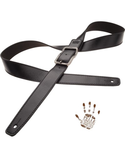 Tracolla per Chitarra e Basso Nero Vera Pelle Conciata Al Vegetale 4 Cm Old Square One Buckle OS Core 