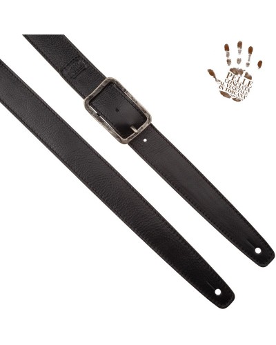 Guitar Strap Black Certified Vegetable Tanned Leather 4 Cm Old Square One Buckle OS Core 