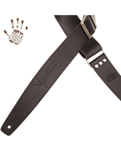 magrabò guitar straps | stripe ss core signature agostin custom guitars black 6 cm recta silver buckle