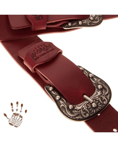 magrabò guitar straps | twin buckle tc core bordeaux 7 cm sun silver buckle