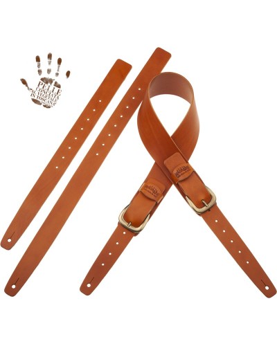 Guitar Strap Brown Certified Vegetable Tanned Leather 7 Cm Classic Twin Buckle TC Core 