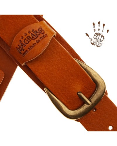 Guitar Strap Brown Certified Vegetable Tanned Leather 7 Cm Classic Twin Buckle TC Core 