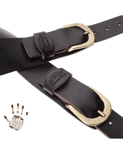 magrabò guitar straps | twin buckle tc core ebano 7 cm round brass buckle