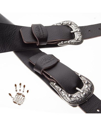 magrabò guitar straps | twin buckle tc core ebano 7 cm sun silver buckle