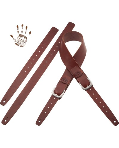 Guitar Strap Brown Certified Vegetable Tanned Leather 7 Cm Classic Twin Buckle TC Core 