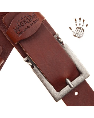 Guitar Strap Brown Certified Vegetable Tanned Leather 7 Cm Meccano Twin Buckle TC Core 