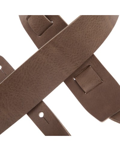 Guitar Strap Grey Certified Vegetable Tanned Leather 6 Cm Holes HC Core 