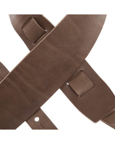 Guitar Strap Grey Certified Vegetable Tanned Leather 8 Cm Holes HC Core 