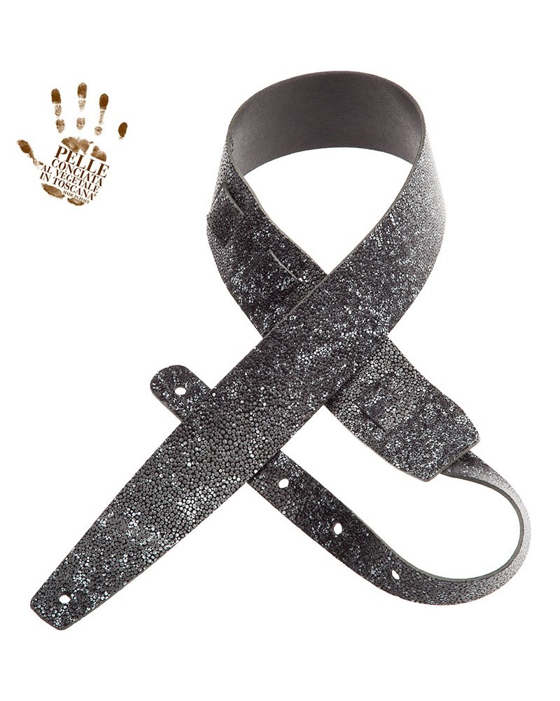 magrabò guitar straps | holes hc embossed seurat grey 6 cm