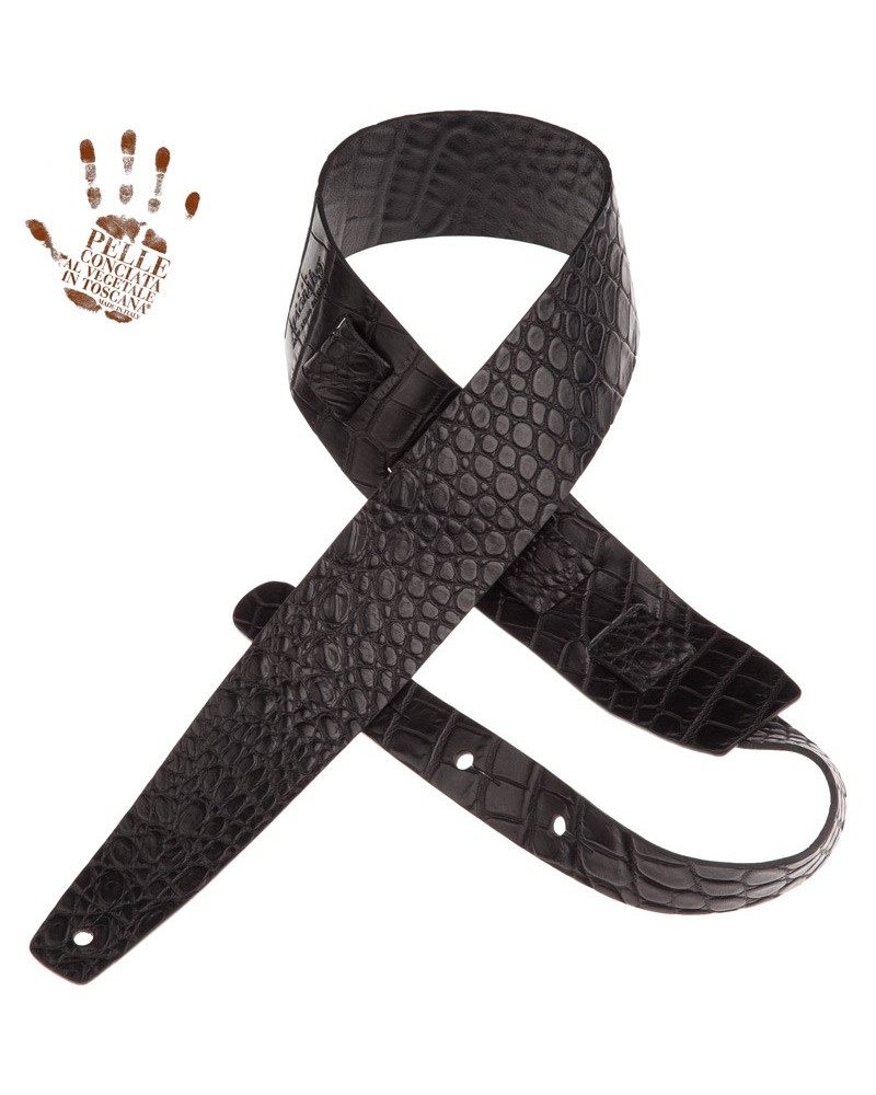 magrabò guitar straps | holes hc embossed cocco pros black 6 cm