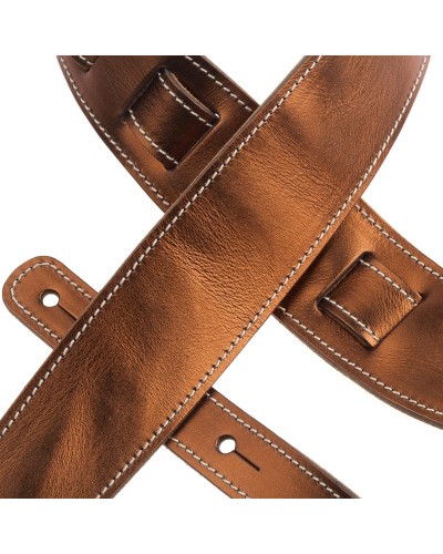 Guitar Strap Bronze Genuine Leather 6 Cm Holes HS Metallic 