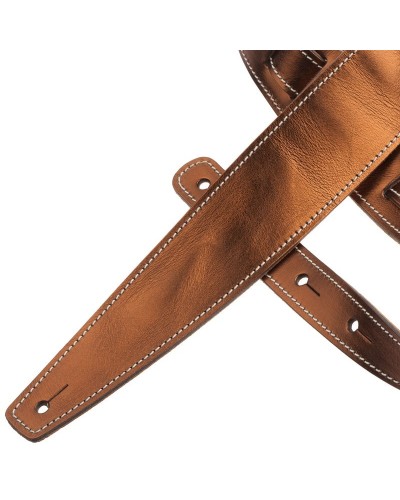 Guitar Strap Bronze Genuine Leather 6 Cm Holes HS Metallic 