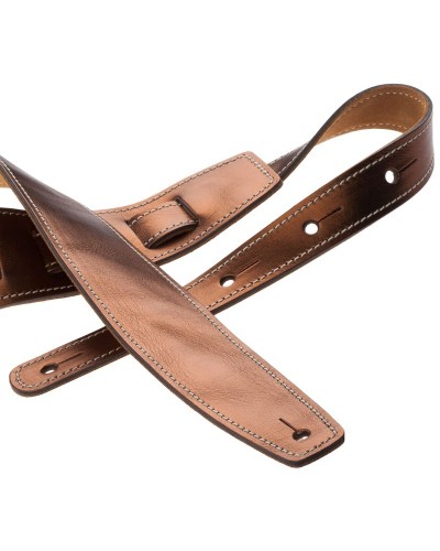 Guitar Strap Bronze Genuine Leather 6 Cm Holes HS Metallic 