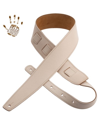 Guitar Strap White Genuine Leather 6 Cm Holes HS Core 