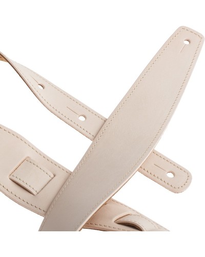 Guitar Strap White Genuine Leather 6 Cm Holes HS Core 