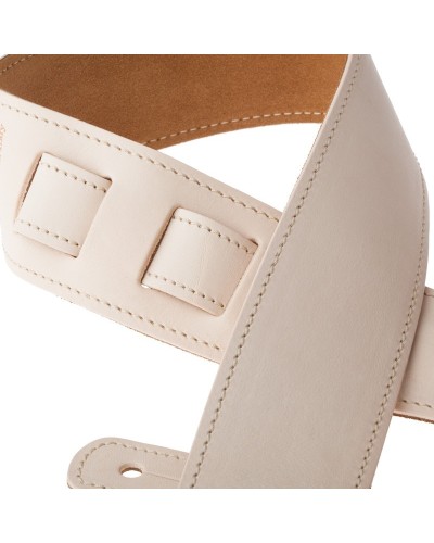 Guitar Strap White Genuine Leather 6 Cm Holes HS Core 