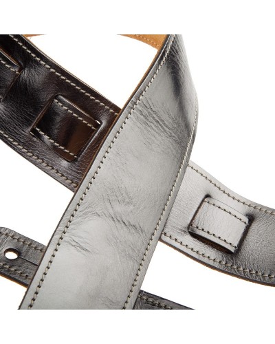 Guitar Strap Steel Genuine Leather 6 Cm Holes HS Metallic 