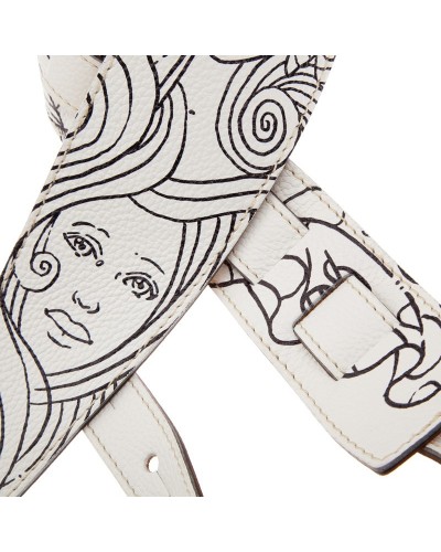 Guitar Strap White Genuine Leather 8 Cm Holes HS Art Print 