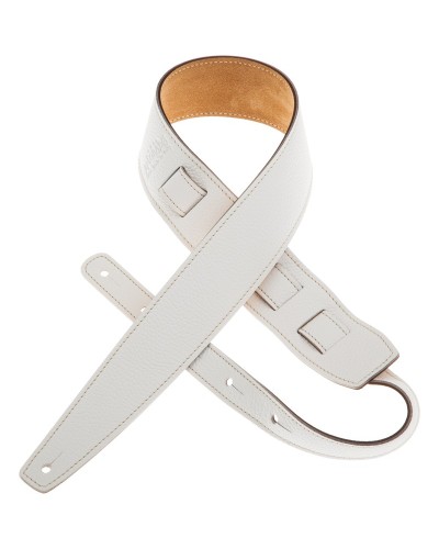 Guitar Strap White Genuine Leather 6 Cm Holes HS Colors 