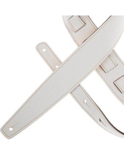 Guitar Strap White Genuine Leather 6 Cm Holes HS Colors 