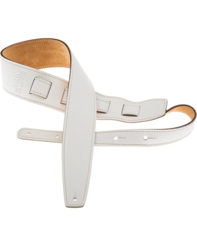 Guitar Strap White Genuine Leather 6 Cm Holes HS Colors 