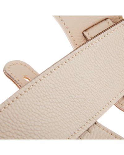 Guitar Strap White Genuine Leather 6 Cm Holes HS Colors 